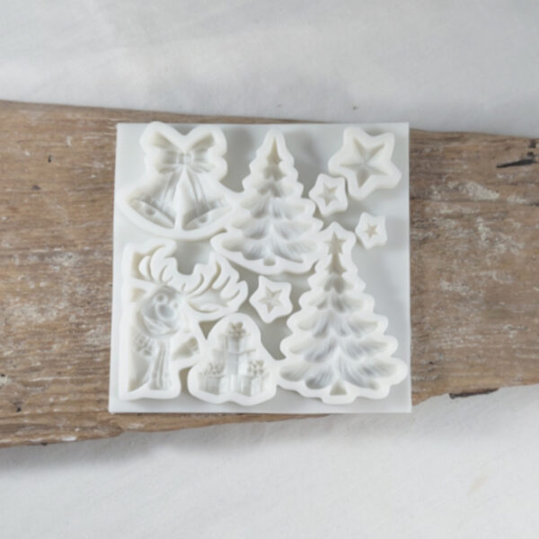 Silikoneform jul elg juletræ klokker stjerner gaver stentøjsler ler form stentøj modeller vesterhavskunst